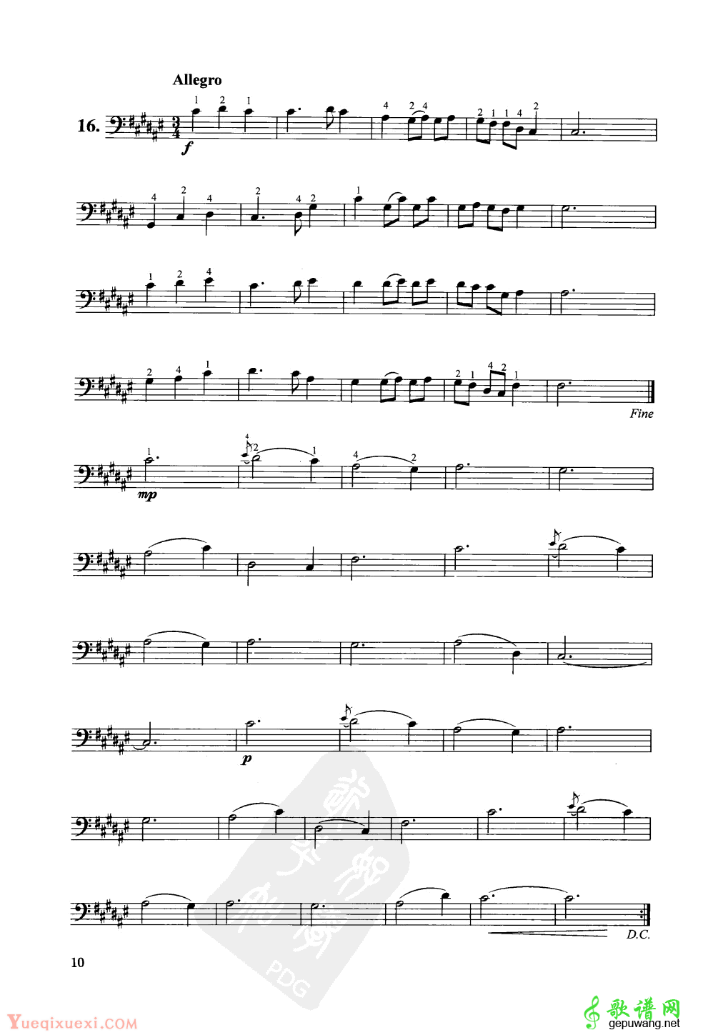 大提琴36首固定把位练习曲谱(5)