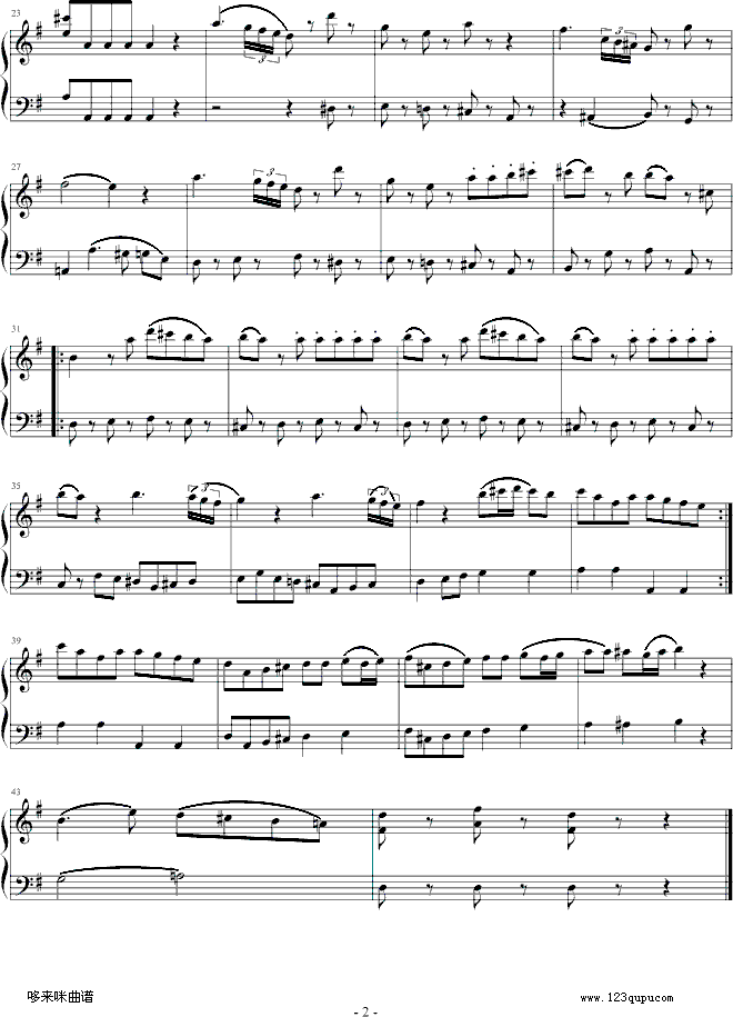 小夜曲-莫扎特钢琴谱